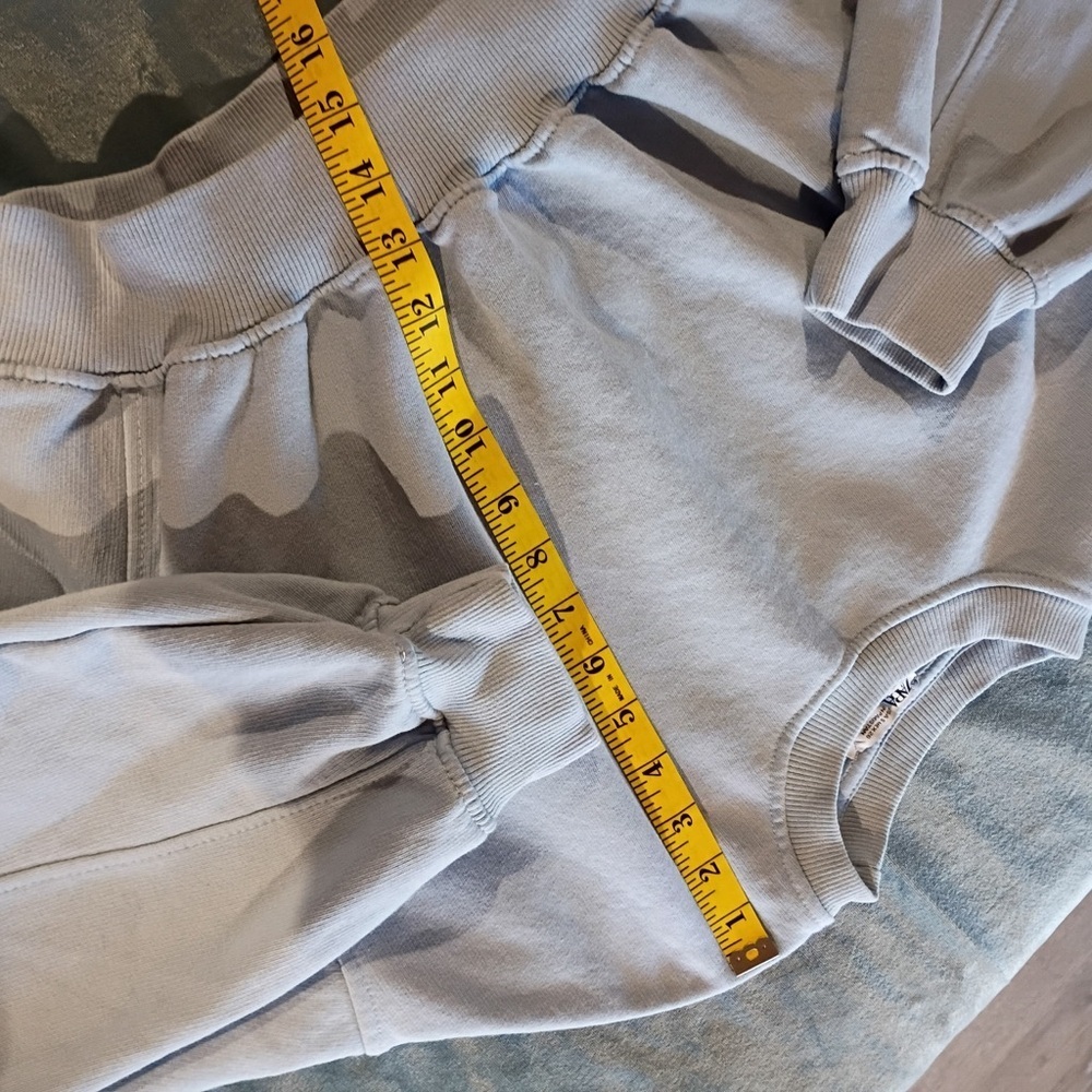 Zara Matching Sweatshirt & Jogger Set Blue Cropped Lounge Athleisure Size S - Picture 3 of 11